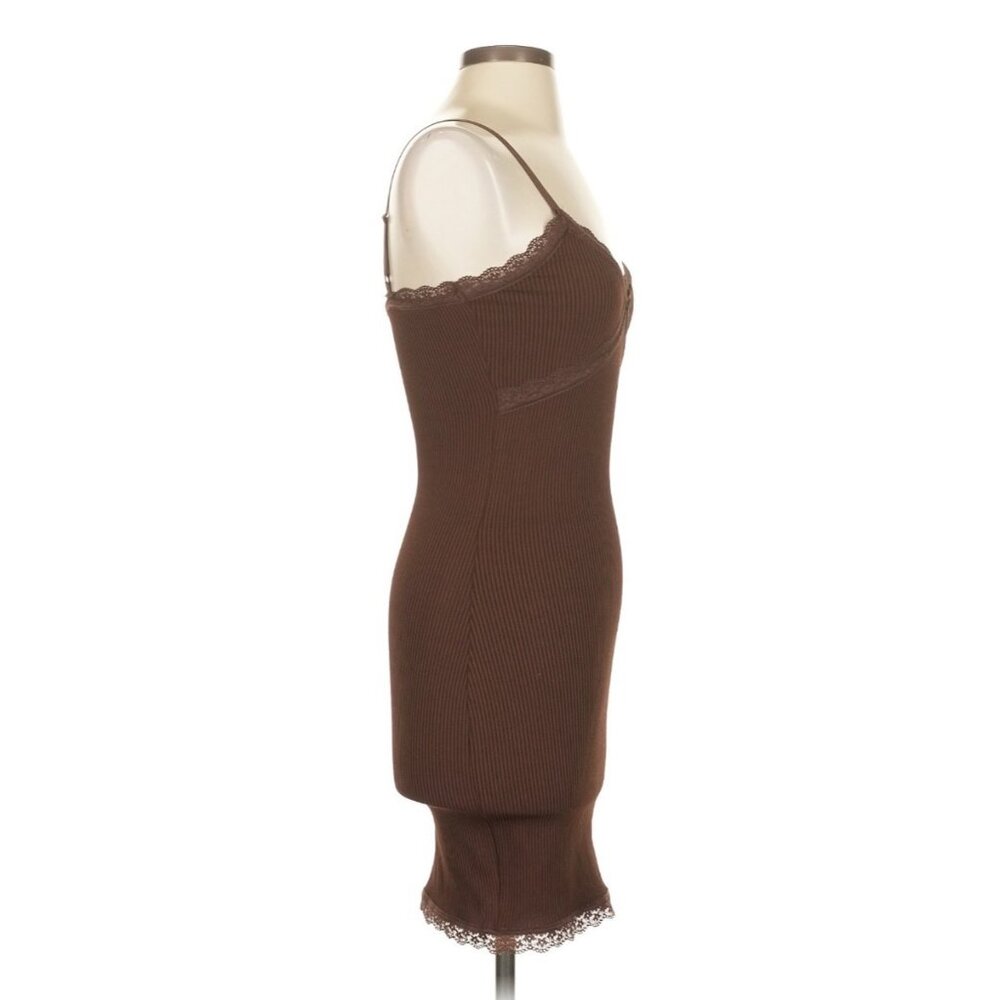 Divided x H&M Brown Ribbed Knit Mini Dress Minimalist Clean Girl Y2K Streetwear - Picture 5 of 14